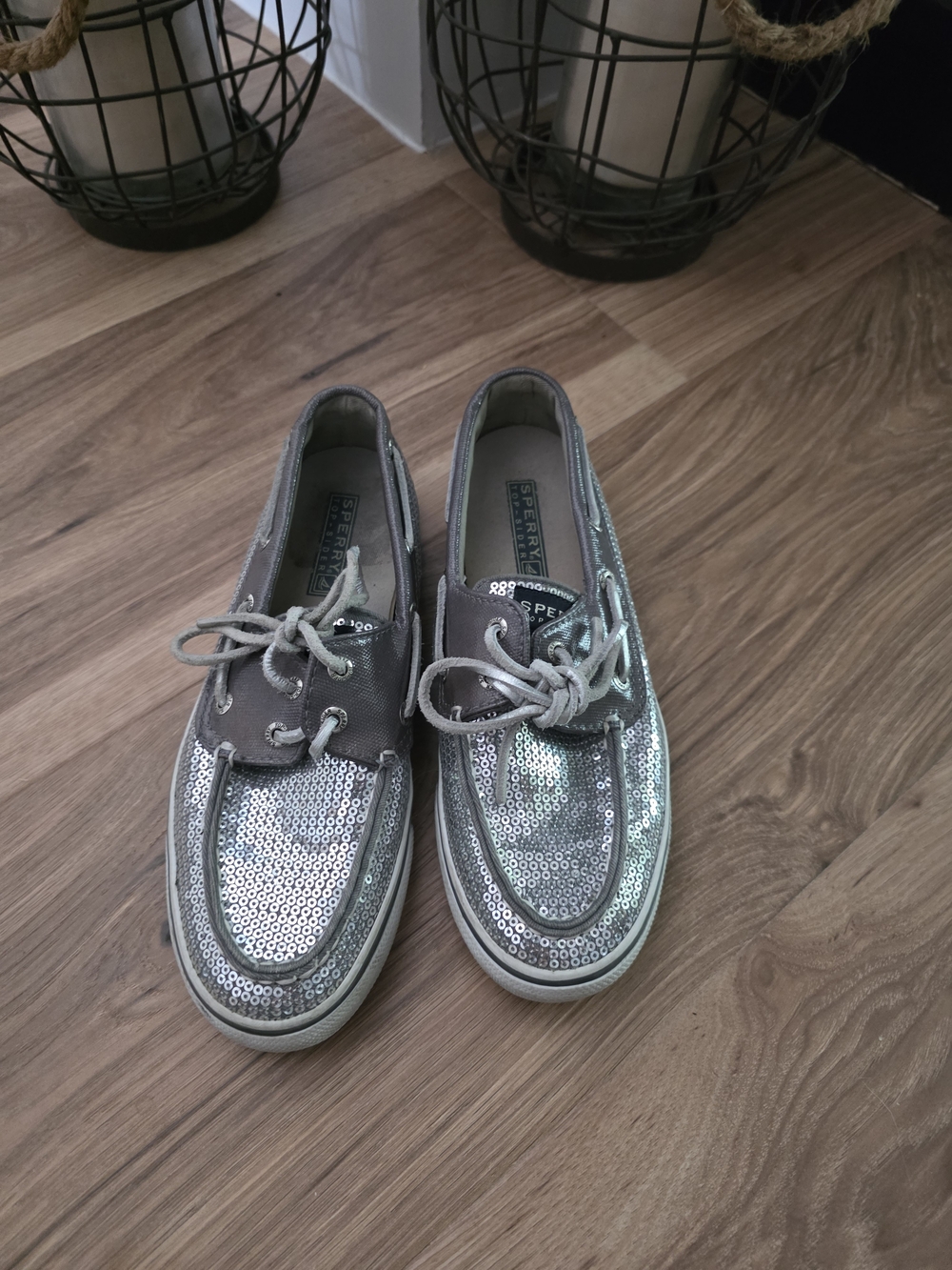 Sperry Women's Silver Sequined Topsiders